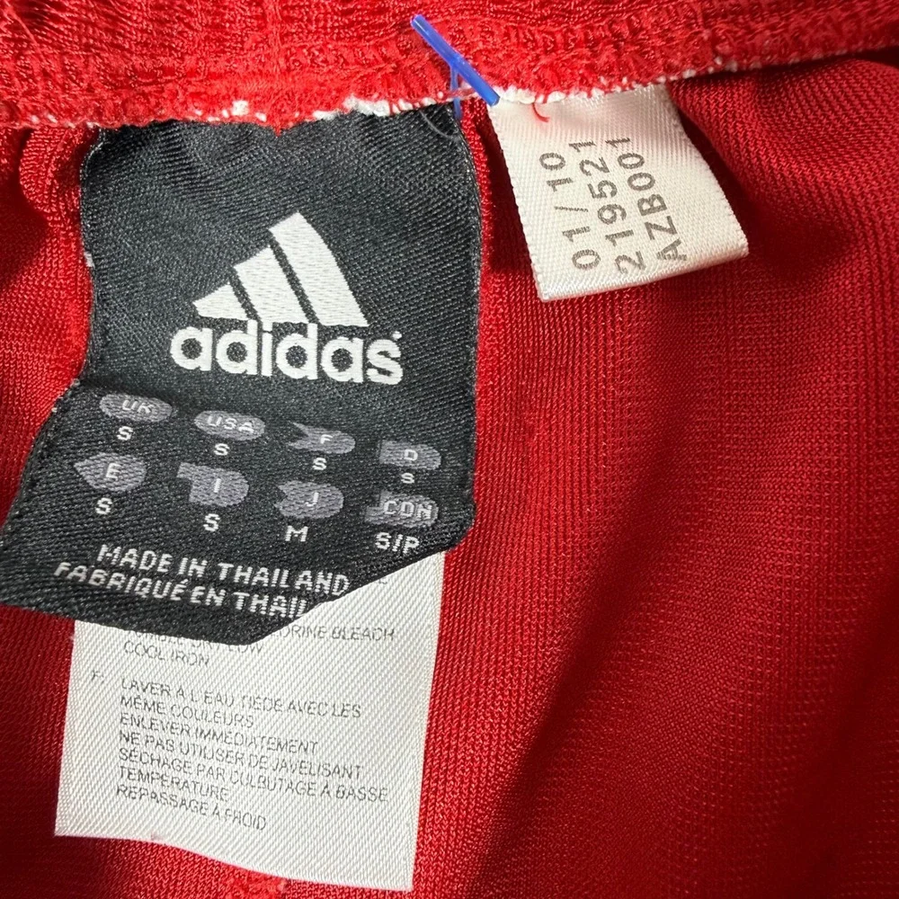 Adidas Mens Red White 3 Stripe Basketball Shorts Elastic Waist AZB001 Size Small